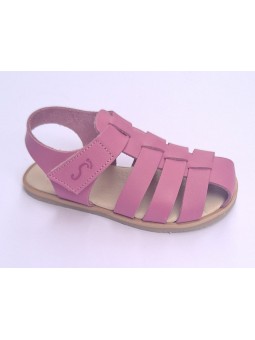 FlexiNens sandalia respetuosa de tiras en piel color rosa de niña
